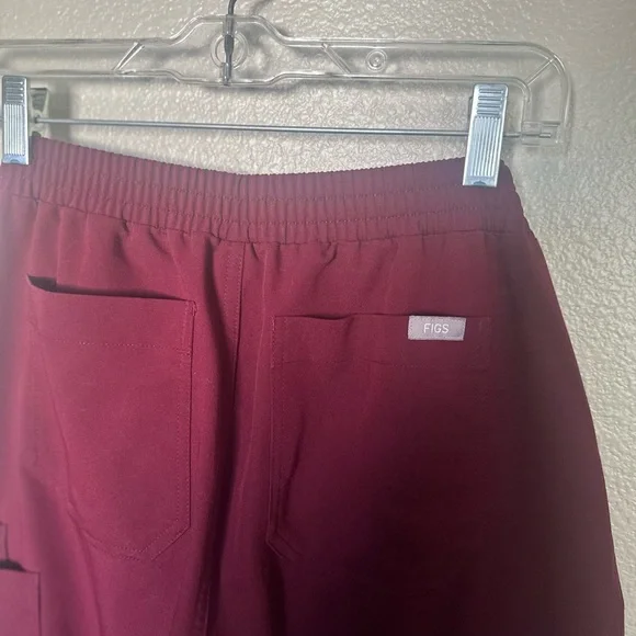 Figs Women’s Burgundy High Waisted Scrub Pants - Picture 7 of 11